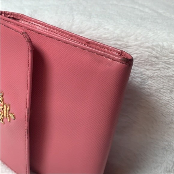 Prada Pink Saffiano Leather Compact Wallet - Picture 4 of 12